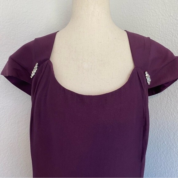 Formal Dress Maxi Purple Rhinestone Cut Out Lace Pleat Sexy Roberta SZ 20 - Picture 6 of 14